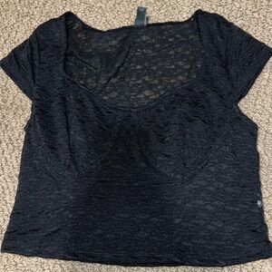 Black lace crop top